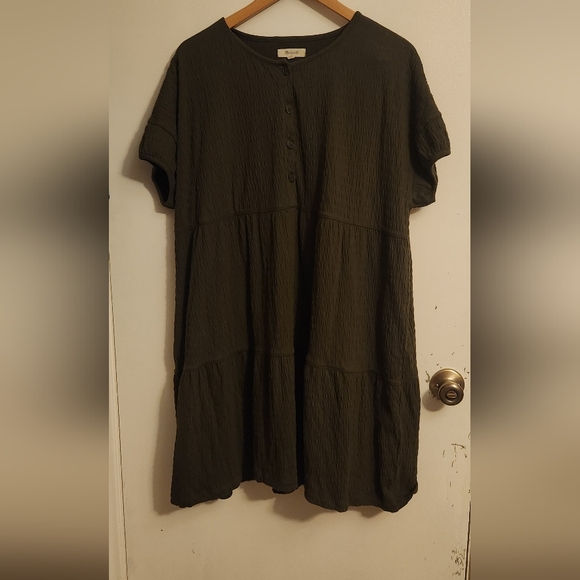 Elegant Madewell Olive Green Women's Dress Tiers Babydoll - Picture 2 of 4